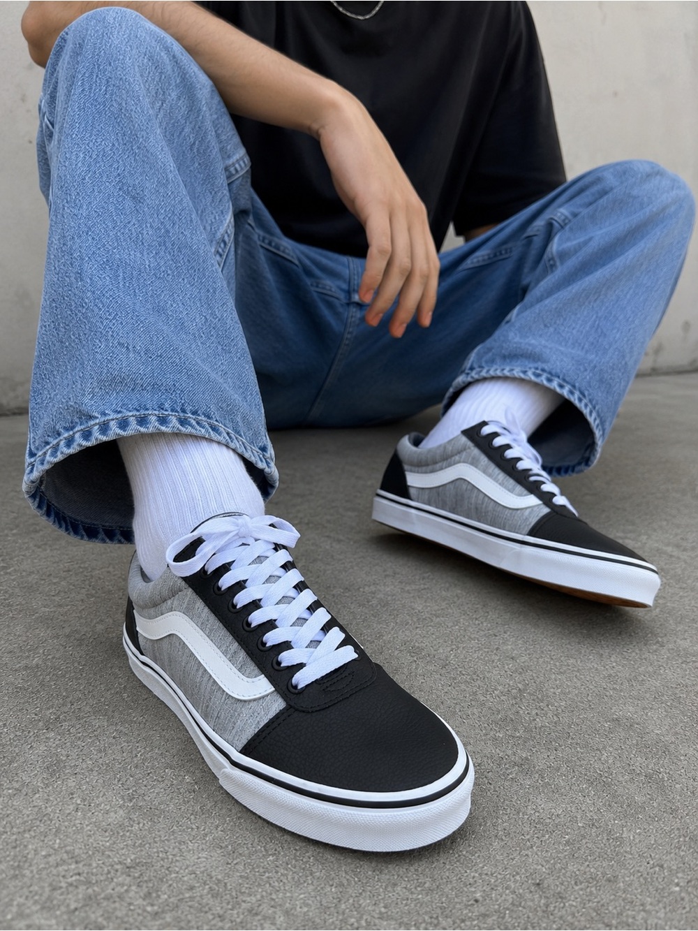 Vans Old Skool Gray Black Low Top Sneakers Men’s Size 10 Casual Skate